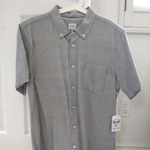 Obey men's short sleeves button down shirt medium